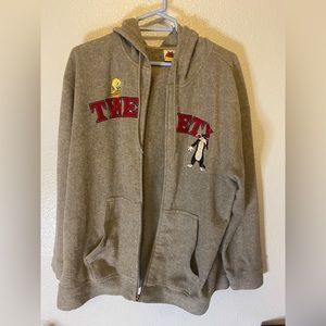 Looney Tunes Tweety Bird Fleece Jacket Sylvester Cat Hooded Zip Up Size 1X